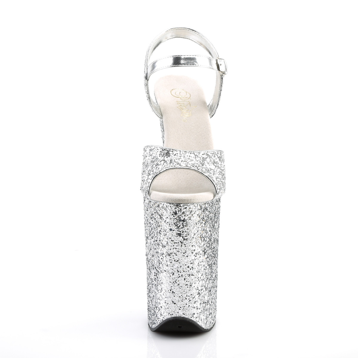 Pleaser Infinity-910LG SG/M - Srebrne sandały na wysokiej platformie