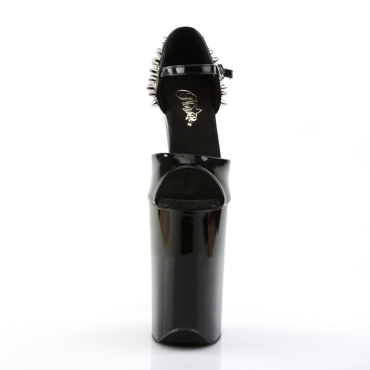 Pleaser Infinity-912SP B/M - Błyszczące czarne sandały na wysokiej platformie