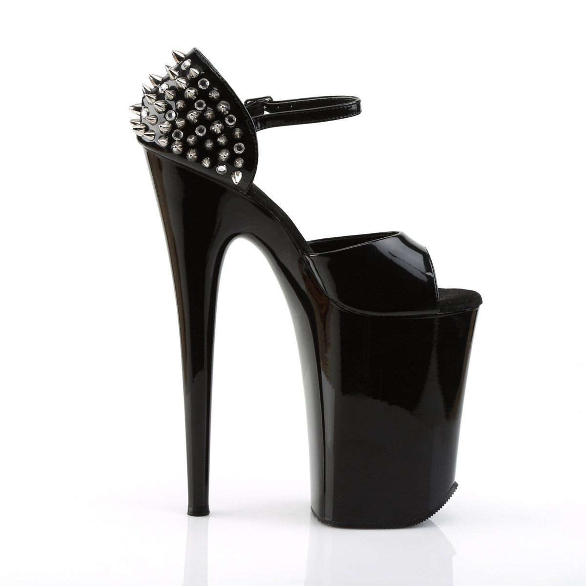 Pleaser Infinity-912SP B/M - Błyszczące czarne sandały na wysokiej platformie