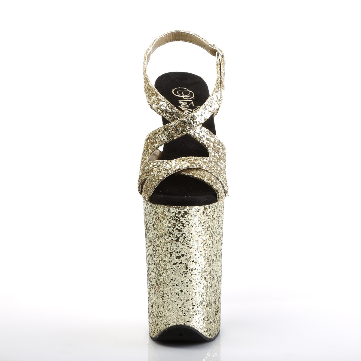 Pleaser Infinity-930LG GG/M - Złote sandały na wysokiej platformie