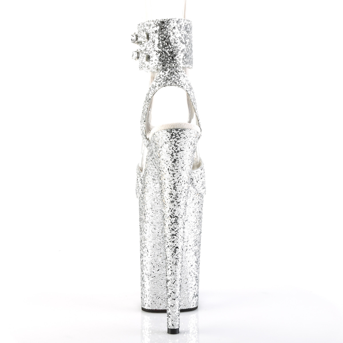 Pleaser Infinity-991LG SG/M - Srebrne buty z paskiem nad kostką na wysokiej platformie