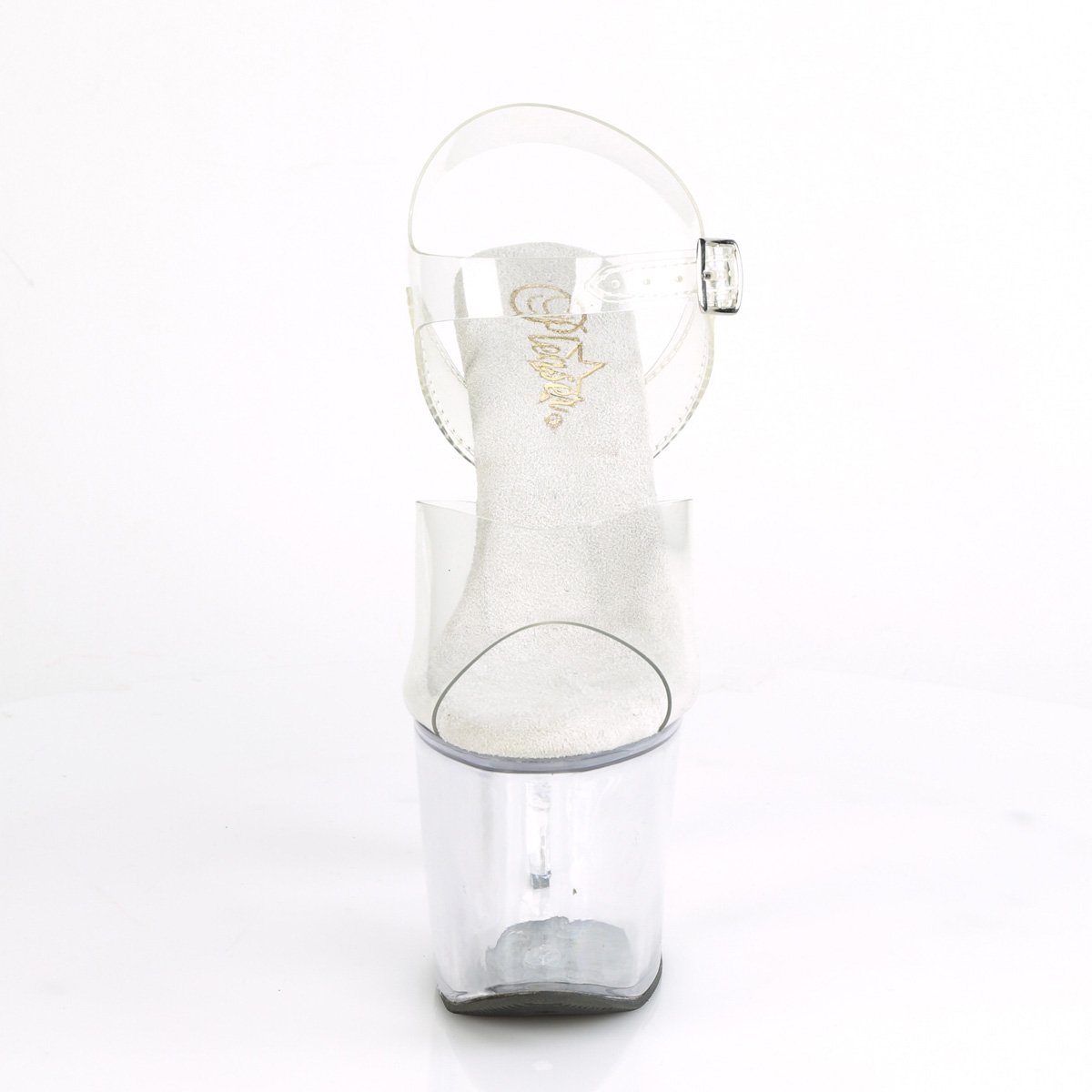 Pleaser Irongrip-708 C/M - Przezroczyste sandały na wysokiej platformie