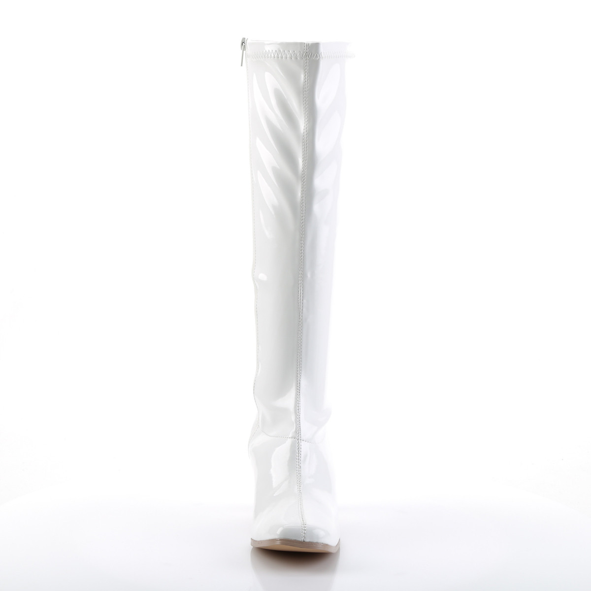 Funtasma Kiki-350 W - Błyszczące białe kozaki z szerokimi obcasami