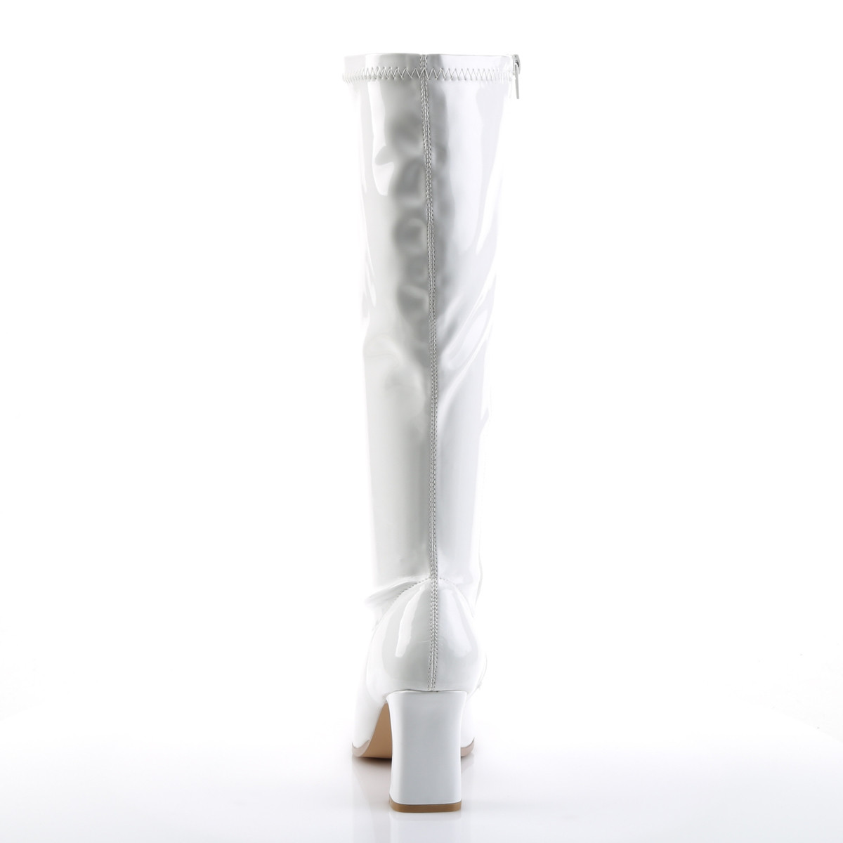 Funtasma Kiki-350 W - Błyszczące białe kozaki z szerokimi obcasami