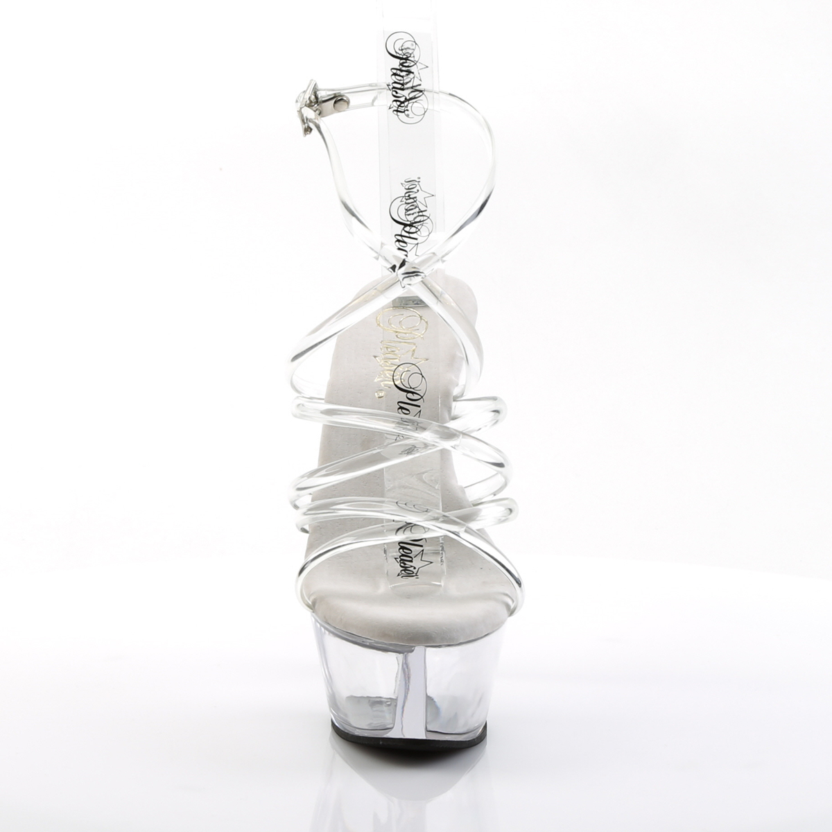 Pleaser Kiss-206 C/M - Przezroczyste sandały z platformą na platformie z wysokimi obcasami