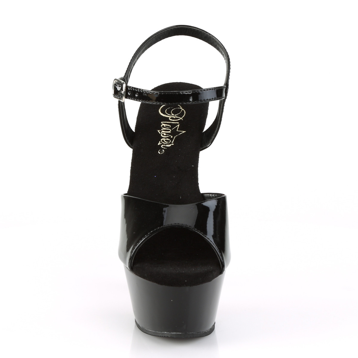 Pleaser Kiss-209CRS B/B-RRS - Błyszczące czarne sandały z platformą na platformie z wysokimi obcasami