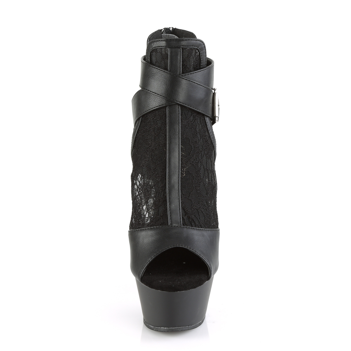 Pleaser Kiss-257 BPU-LC/M - Czarne botky za kostkę na platformie z wysokimi obcasami