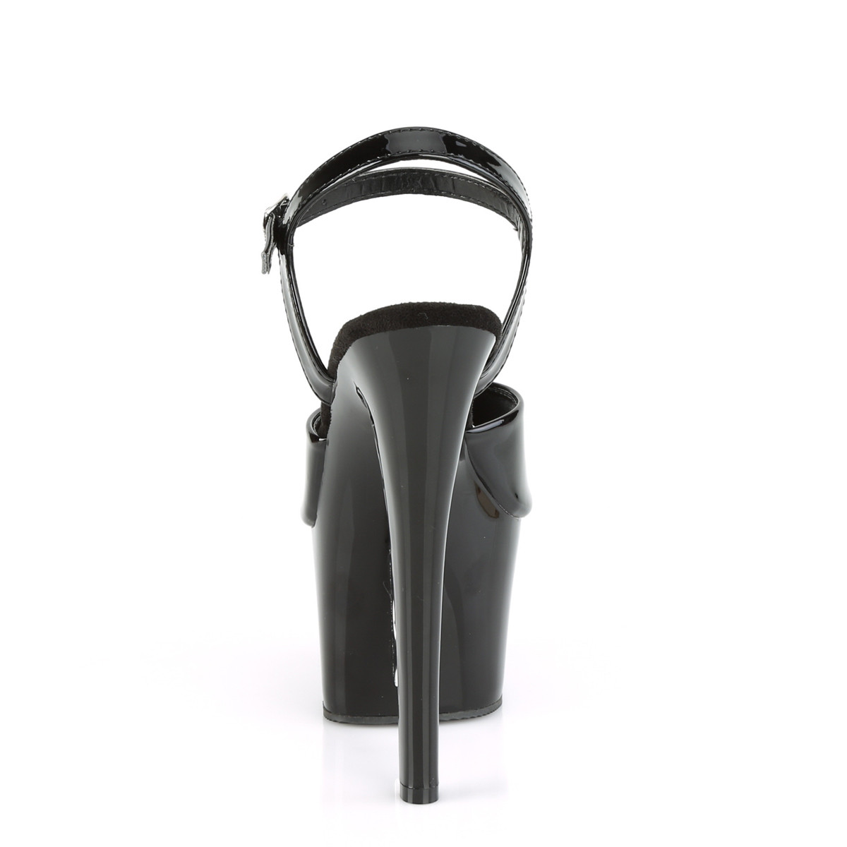 Pleaser Knucks-709 B/M - Błyszczące czarne sandały na wysokiej platformie