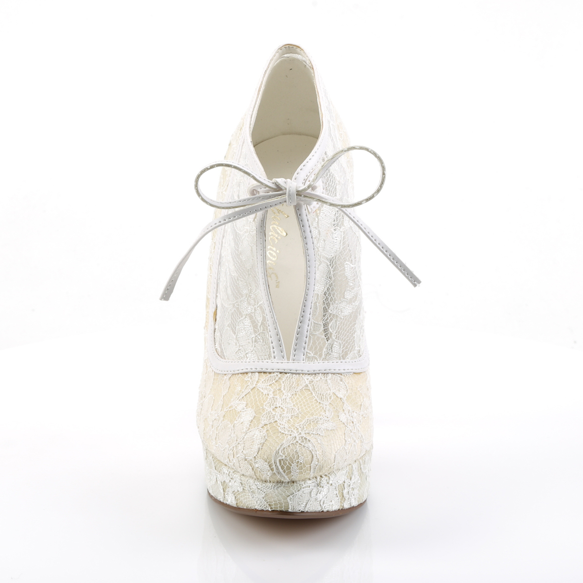 Fabulicious Lolita-32 IVSA - Białe botky za kostkę na wysokim obcasie