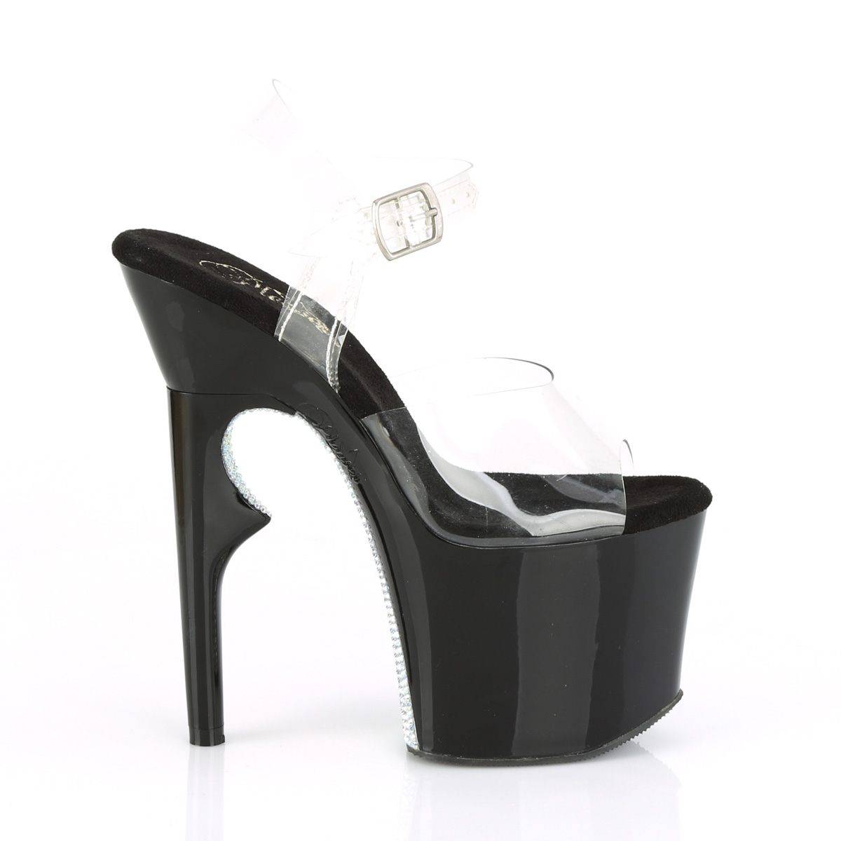 Pleaser Lovethorn-708CRS C/B - Przezroczyste sandały na wysokiej platformie