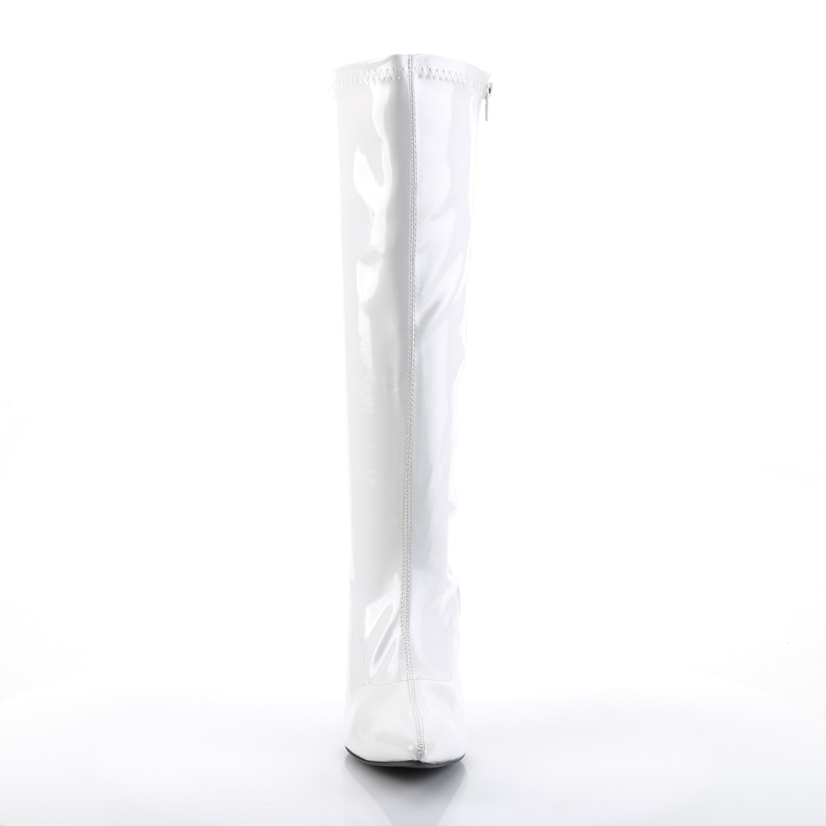 Funtasma Lust-2000 W - Błyszczące białe kozaki na obcasie