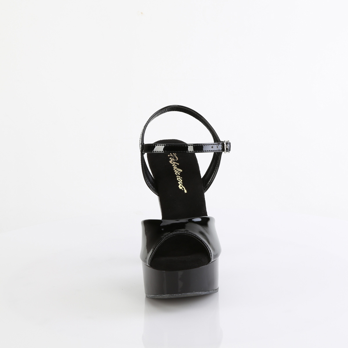 Fabulicious Martini-509 B/M - Błyszczące czarne sandały z platformą na platformie z wysokimi obcasami