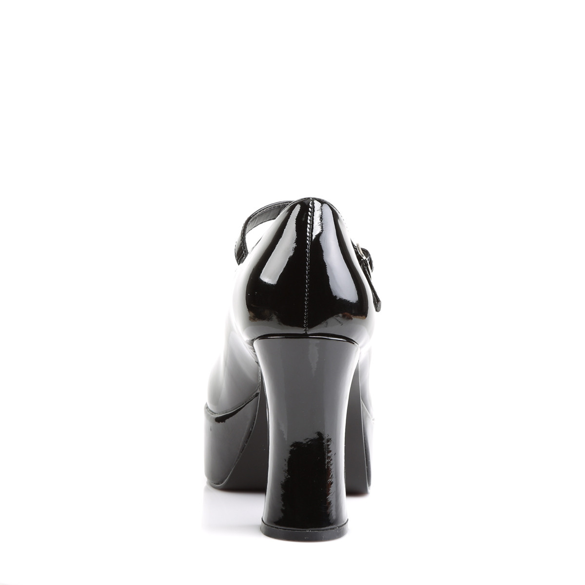 Funtasma Maryjane-50X B - Błyszczące czarne buty typu mary jane na platformie z wysokimi szerokimi obcasami dla szerszej stopy