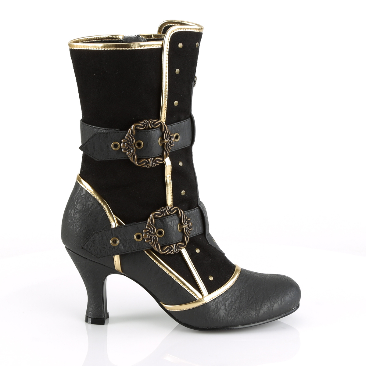 Funtasma Matey-205 BPU-MF - Czarne buty za kostkę z szerokimi obcasami