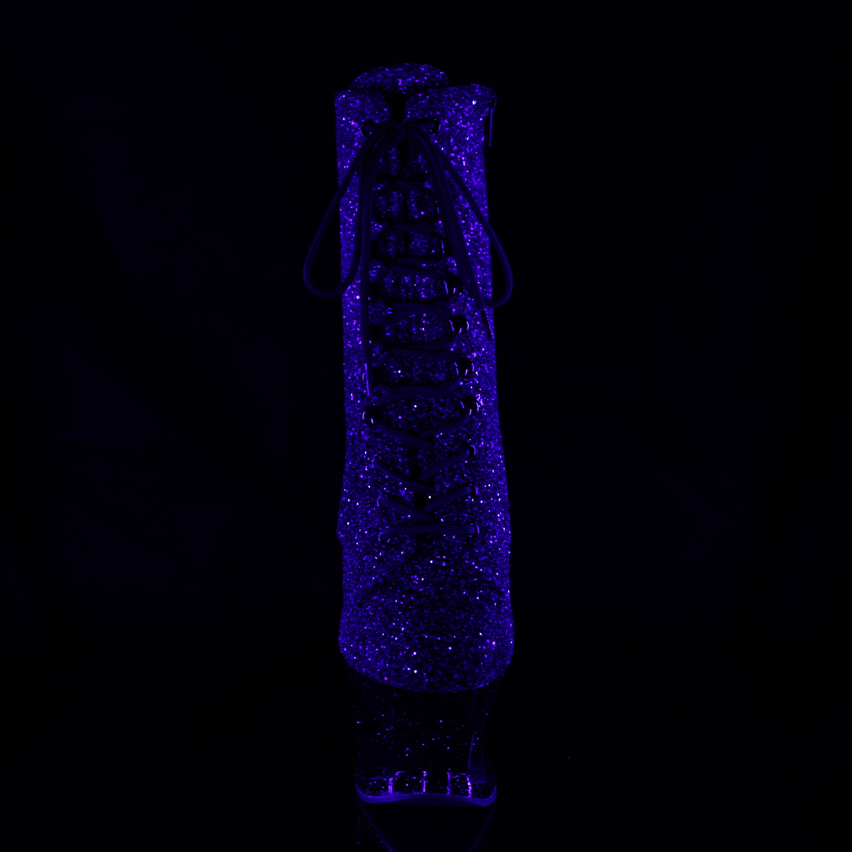 Pleaser Moon-1020MER PP-BG/B - Fioletowe buty za kostkę na wysokiej platformie