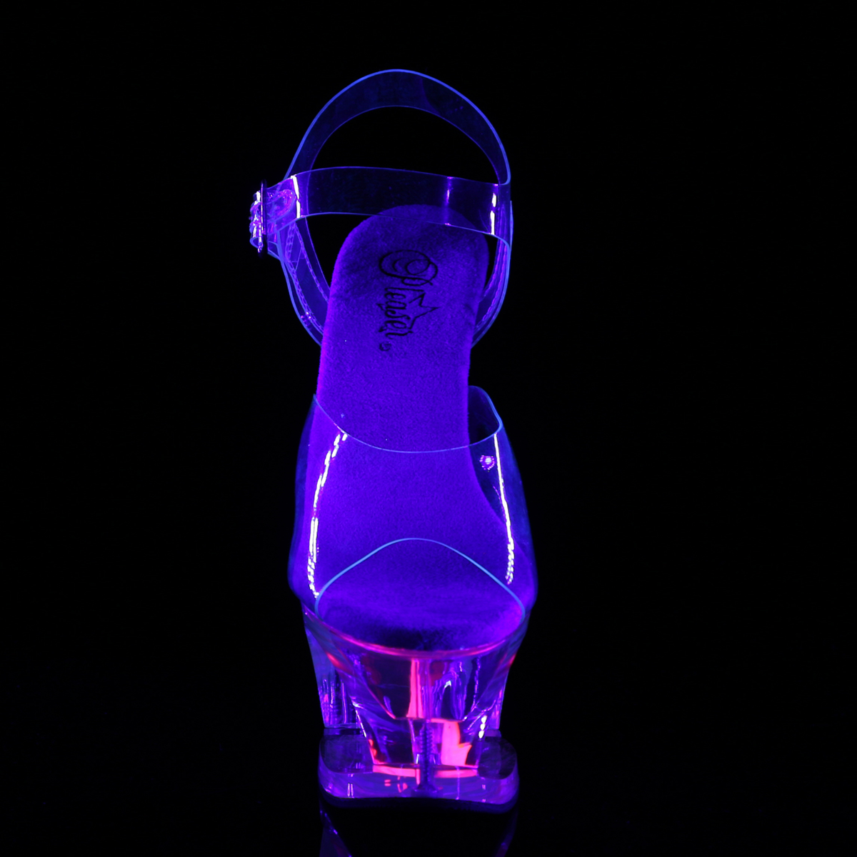 Pleaser Moon-708CAT C/C-PN - Przezroczyste sandały na wysokiej platformie