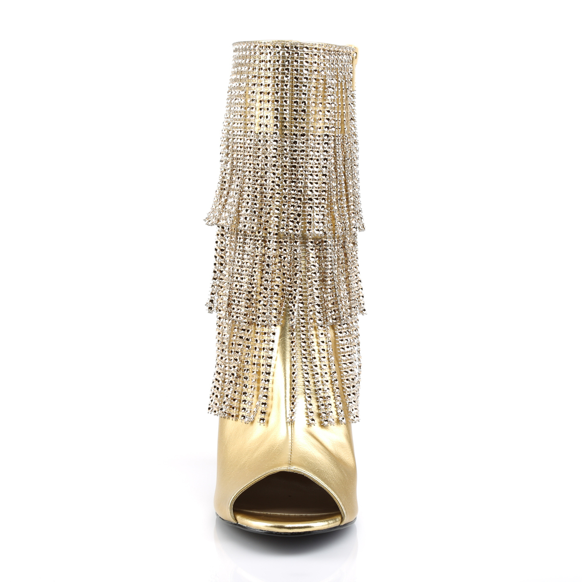 Pleaser Pink Label Queen-100 GPU - Złote buty za kostkę z wysokimi szerokimi obcasami