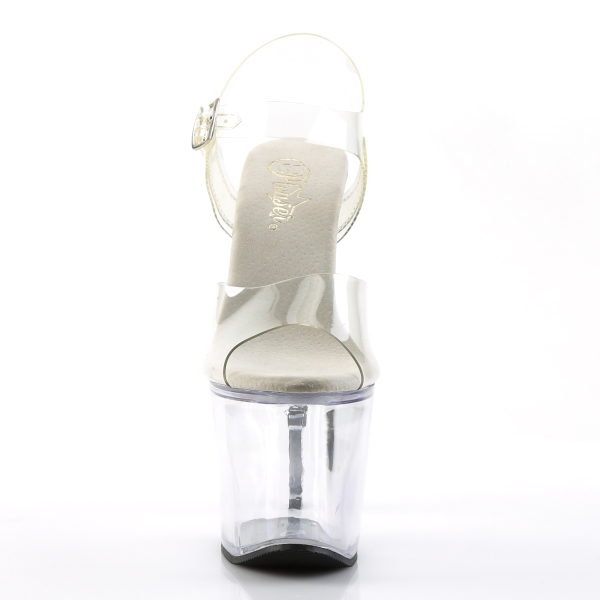 Pleaser Revolver-708 C/M - Przezroczyste sandały na wysokiej platformie