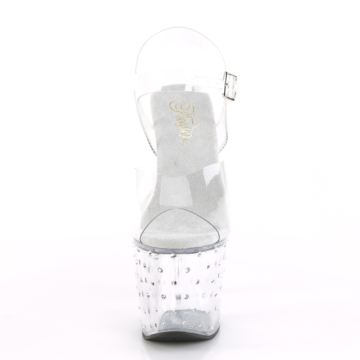 Pleaser Scallop-708SD C/M - Przezroczyste sandały na wysokiej platformie