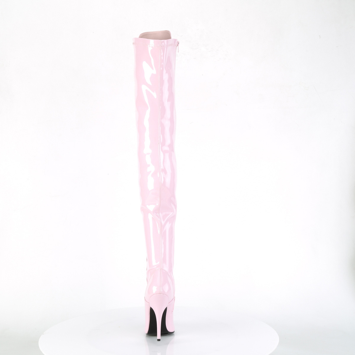 Pleaser Seduce-3024 BP - Błyszczące różowe kozaki za kolano na wysokim obcasie