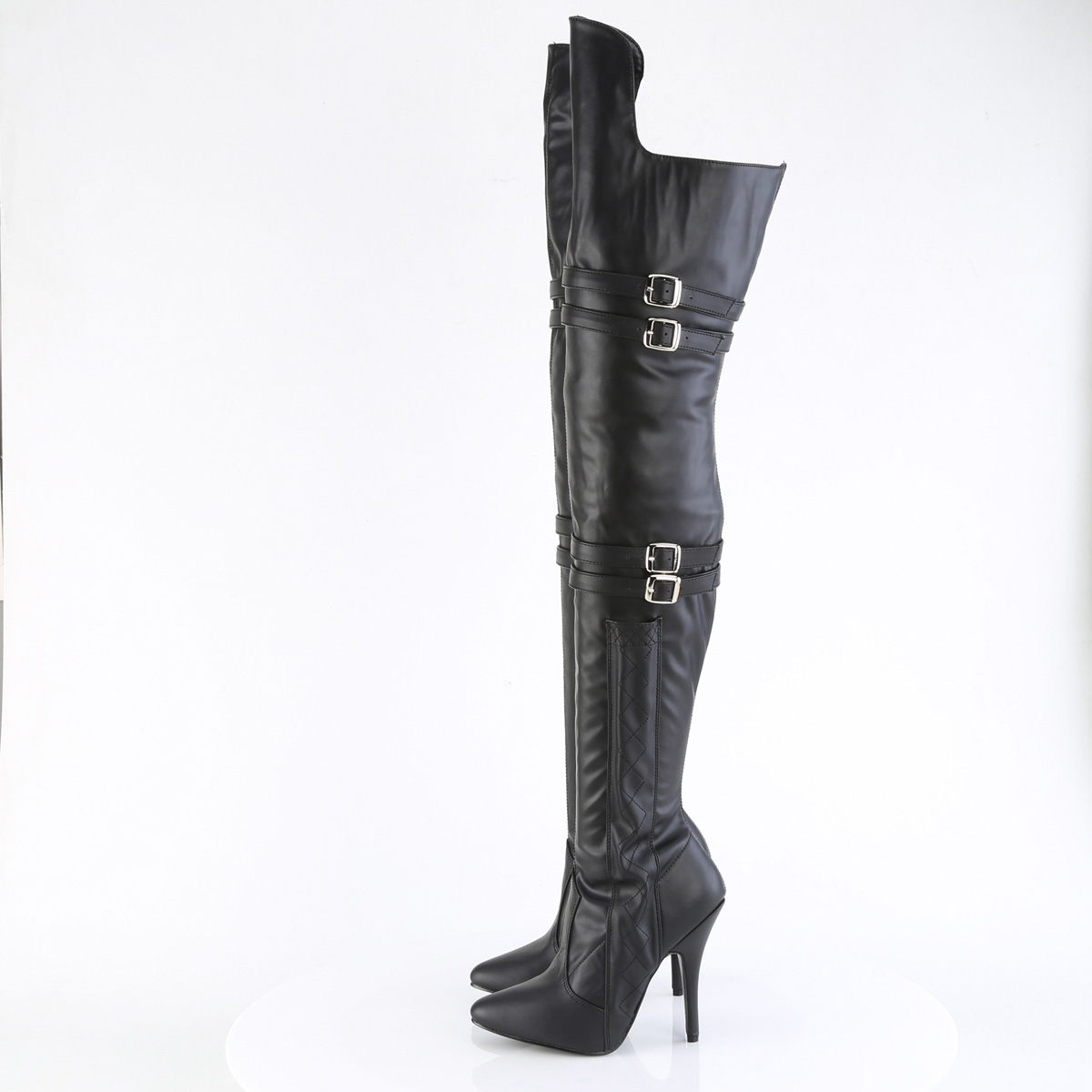 Pleaser Seduce-3080 BPU - Czarne kozaki za kolano na wysokim obcasie