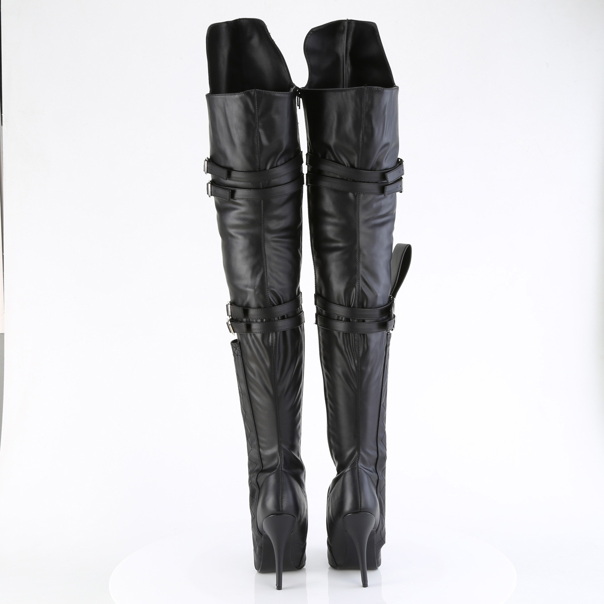 Pleaser Seduce-3080 BPU - Czarne kozaki za kolano na wysokim obcasie