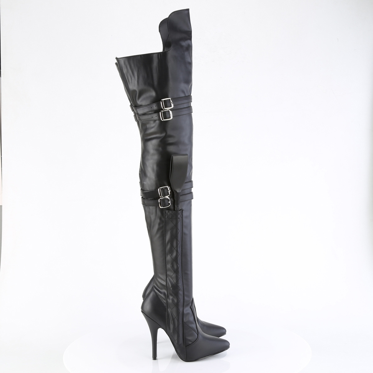 Pleaser Seduce-3080 BPU - Czarne kozaki za kolano na wysokim obcasie