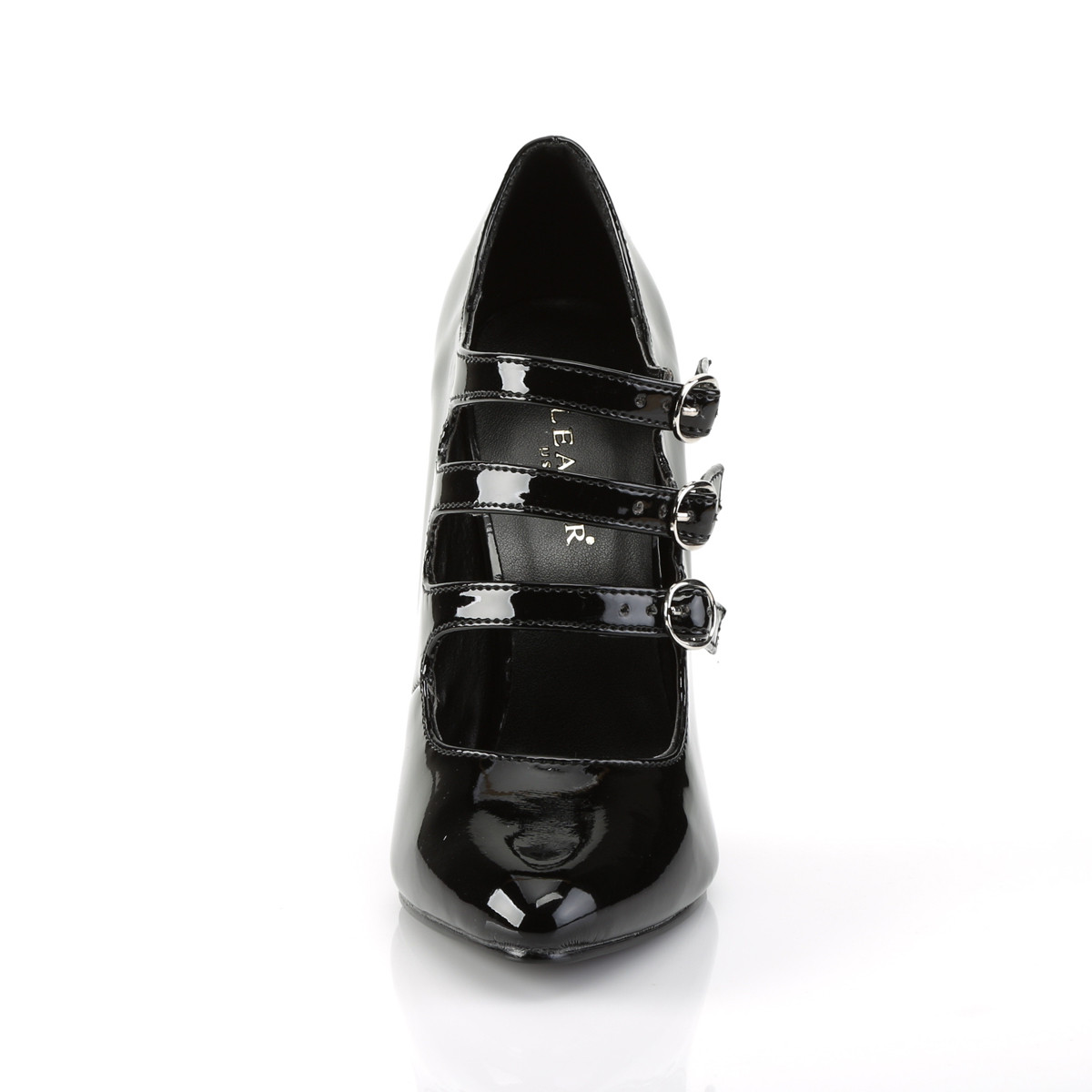 Pleaser Seduce-453 B - Błyszczące czarne czółenka z paskami na wysokim obcasie