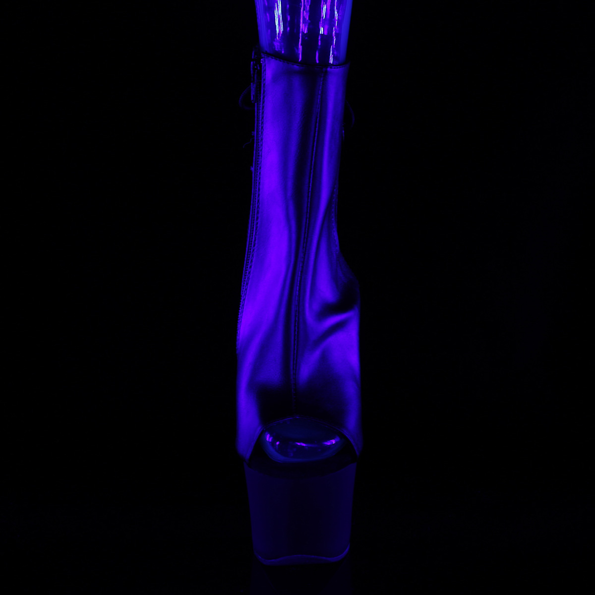 Pleaser Sky-1018TT BPU/B-NHP - Czarne botki z odkrytymi palcami na wysokiej platformie