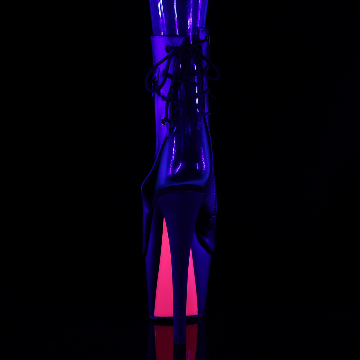 Pleaser Sky-1018TT BPU/B-NHP - Czarne botki z odkrytymi palcami na wysokiej platformie