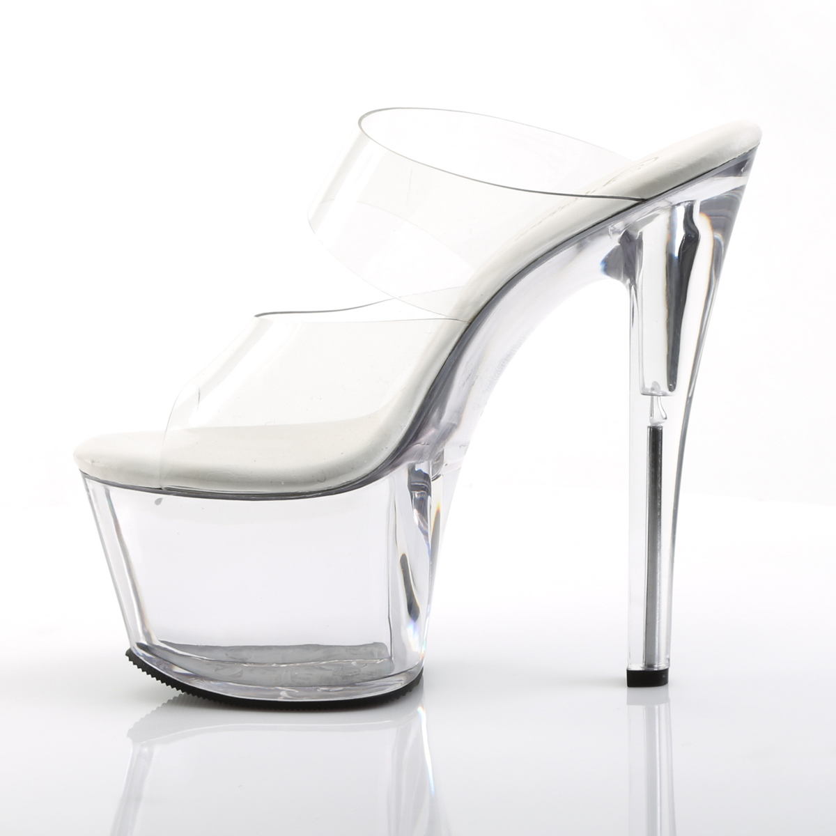 Pleaser Sky-302VL C/M - Przezroczyste sandały na wysokiej platformie
