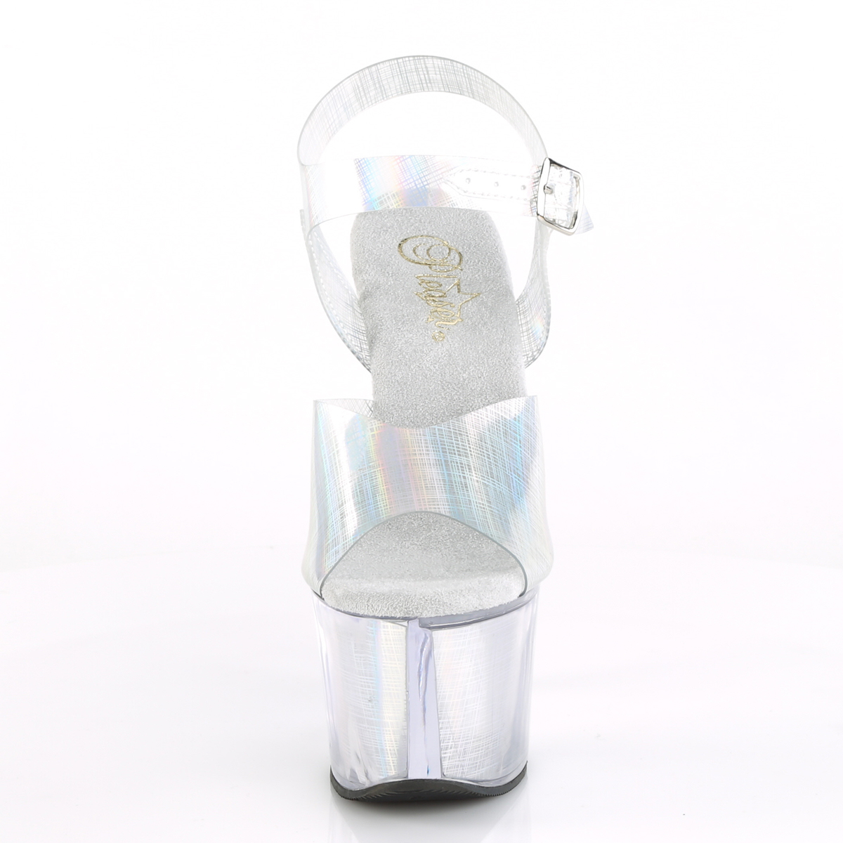 Pleaser Sky-308N-CRHM SHG/M - Srebrne sandały na wysokiej platformie