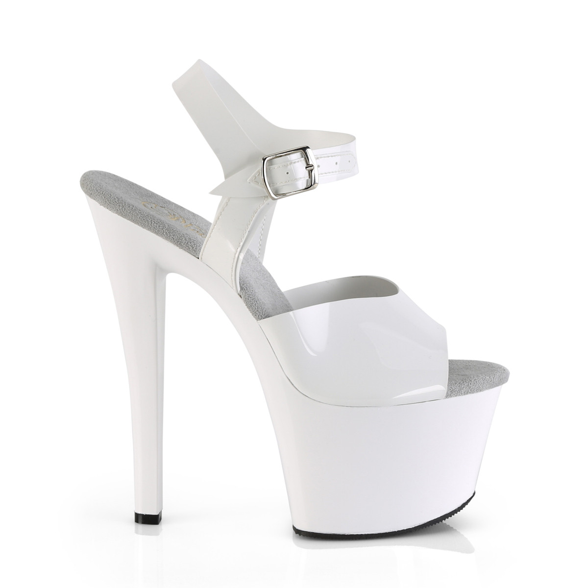 Pleaser Sky-308N WTPU/M - Białe sandały na wysokiej platformie