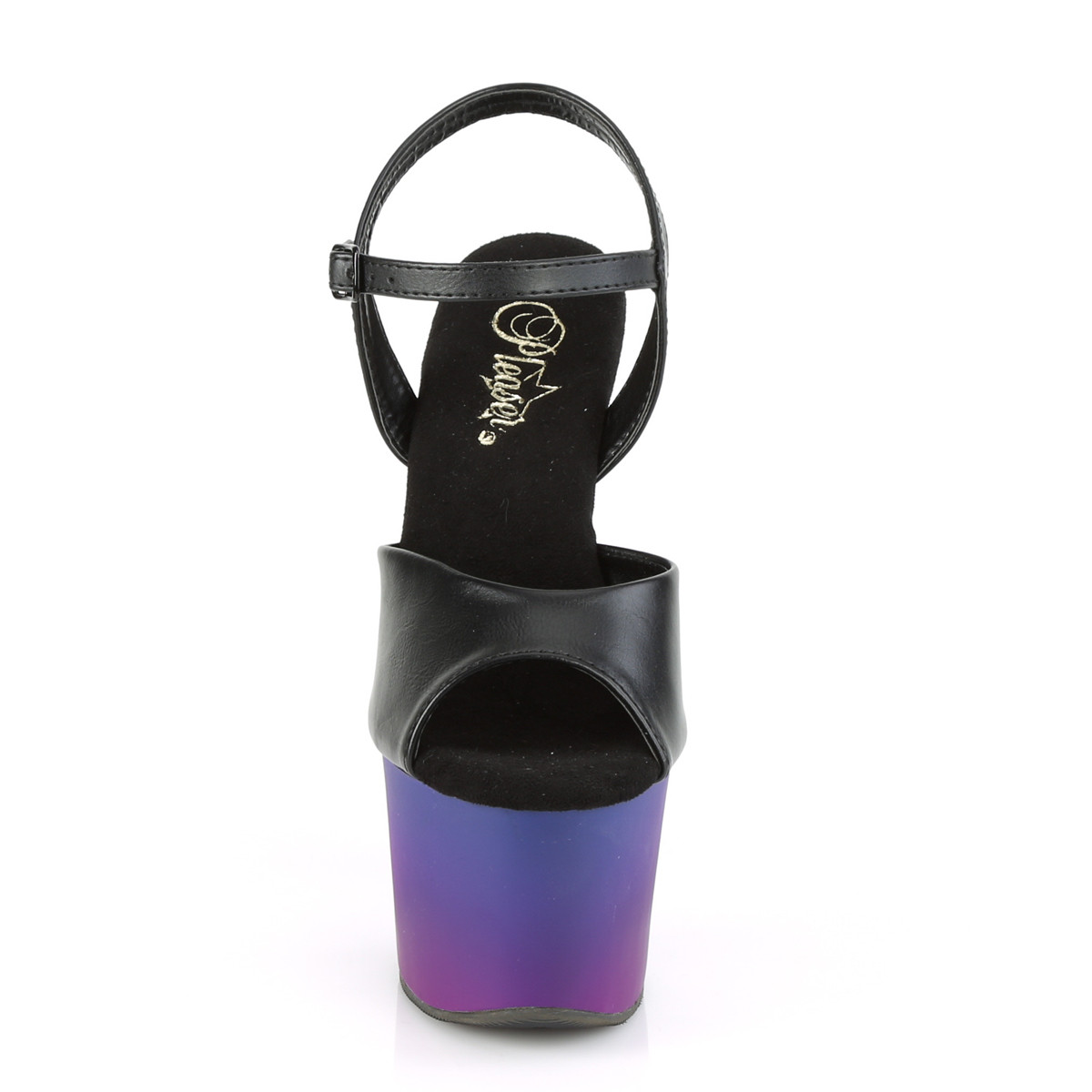 Pleaser Sky-309BP BPU/BLU-PP - Czarne sandały na wysokiej platformie