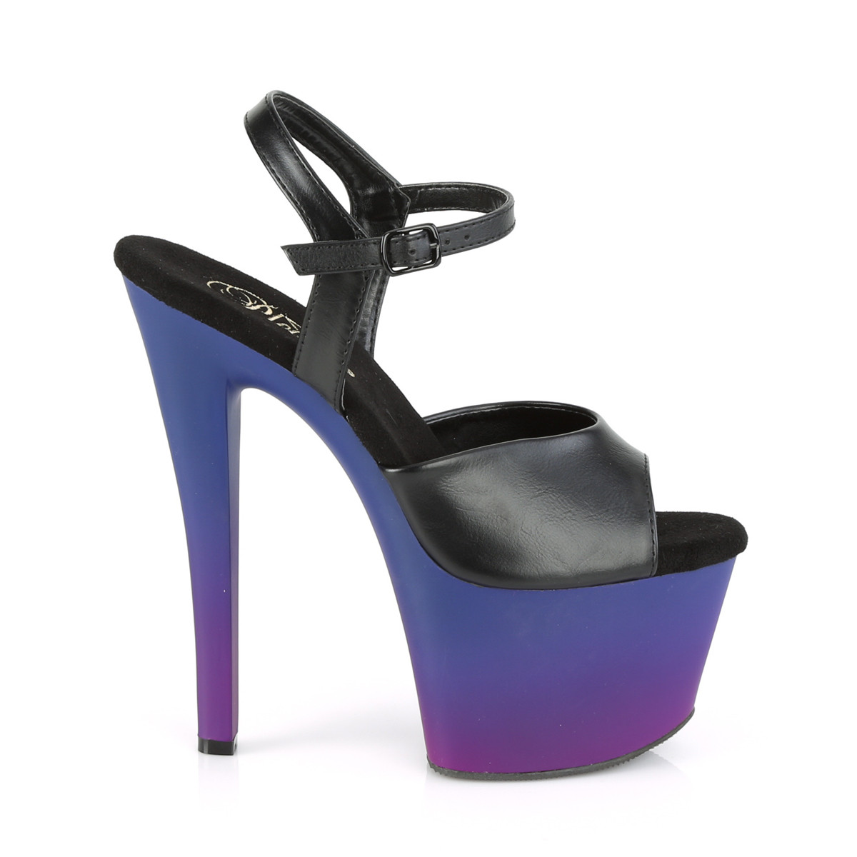 Pleaser Sky-309BP BPU/BLU-PP - Czarne sandały na wysokiej platformie