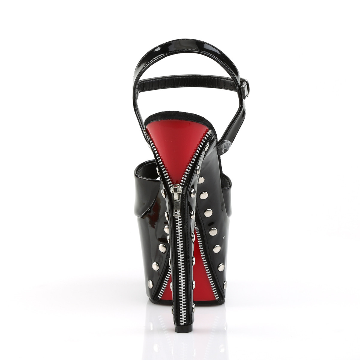 Pleaser Sky-309FH-06 BR/B - Błyszczące czarne sandały na wysokiej platformie