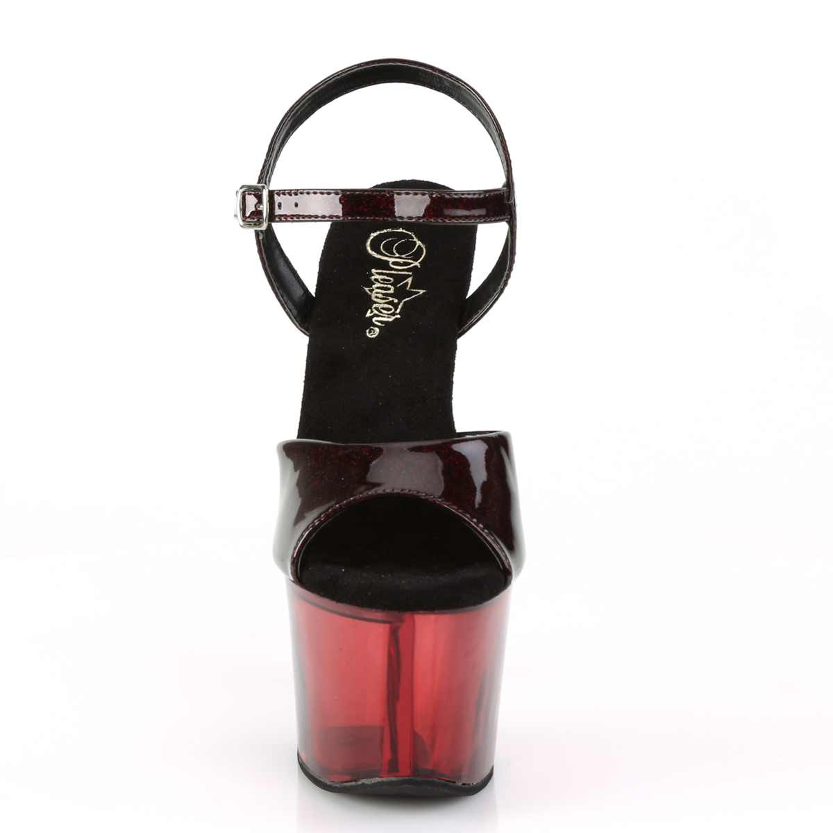 Pleaser Sky-309GPT BY/M - Błyszczące fioletowe sandały na wysokiej platformie