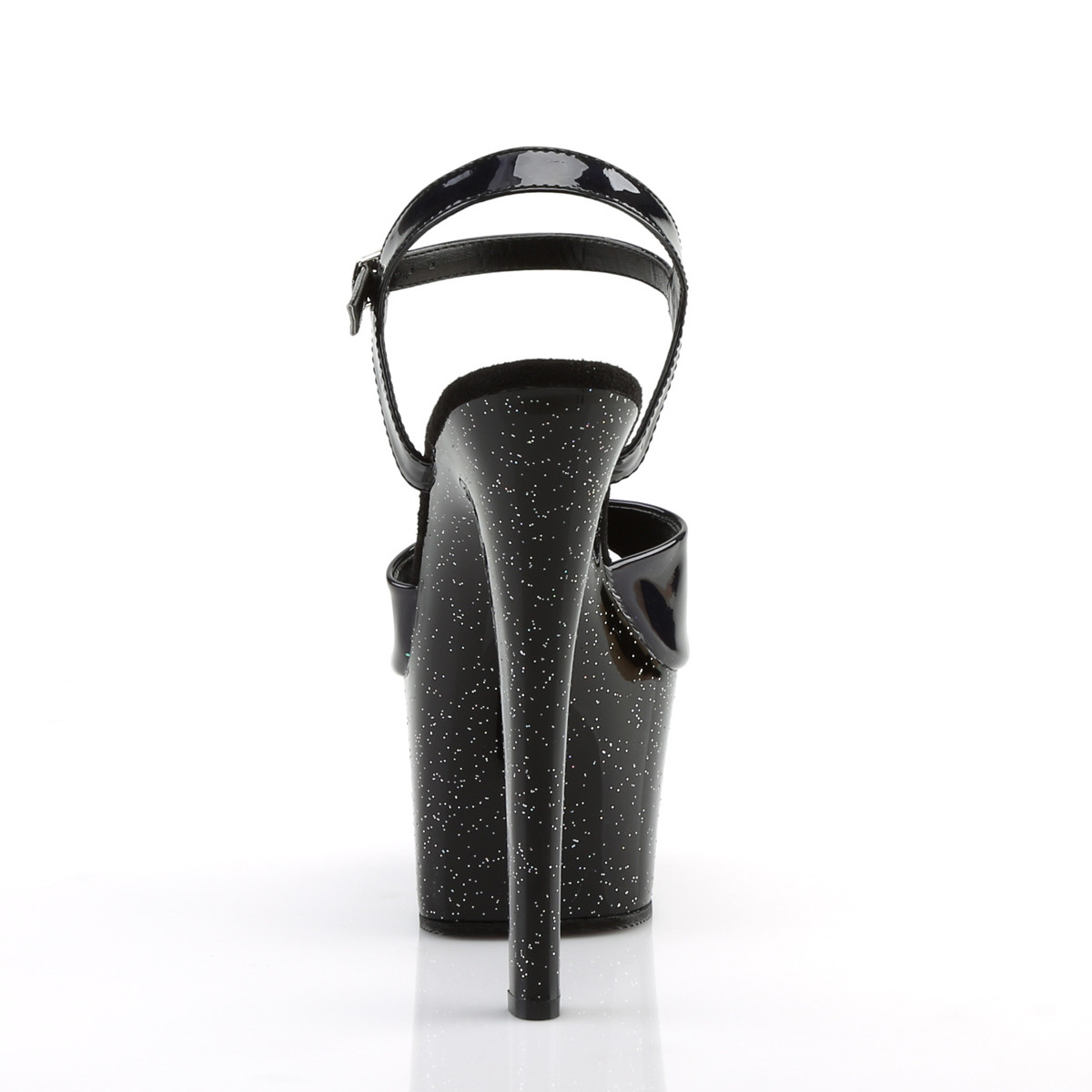 Pleaser Sky-309HG BHG/M - Błyszczące czarne sandały na wysokiej platformie