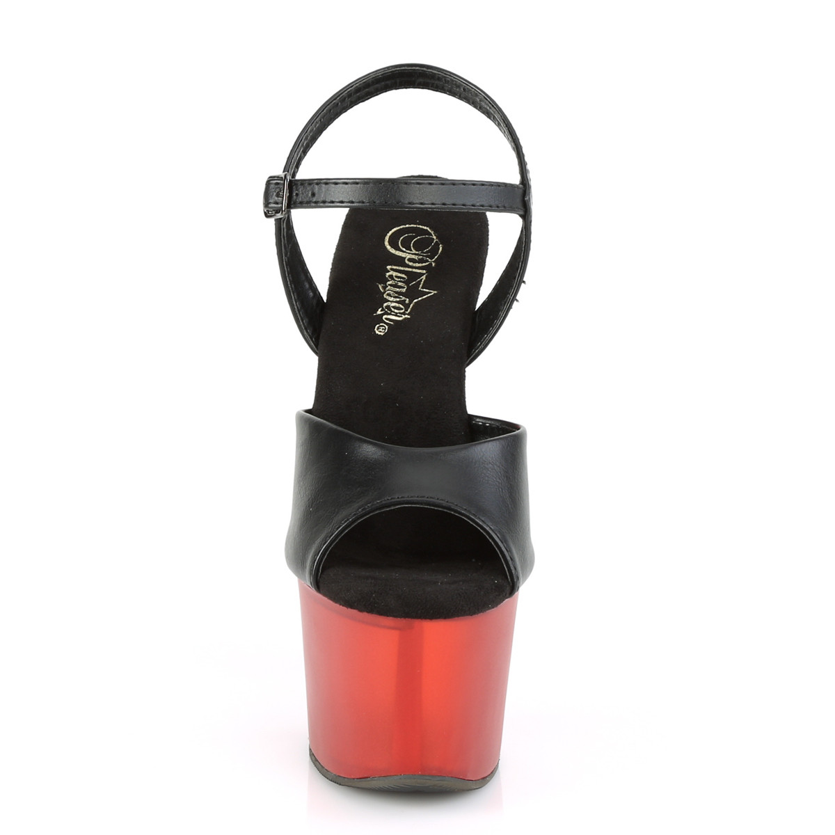 Pleaser Sky-309T BPU/R - Czarne sandały na wysokiej platformie