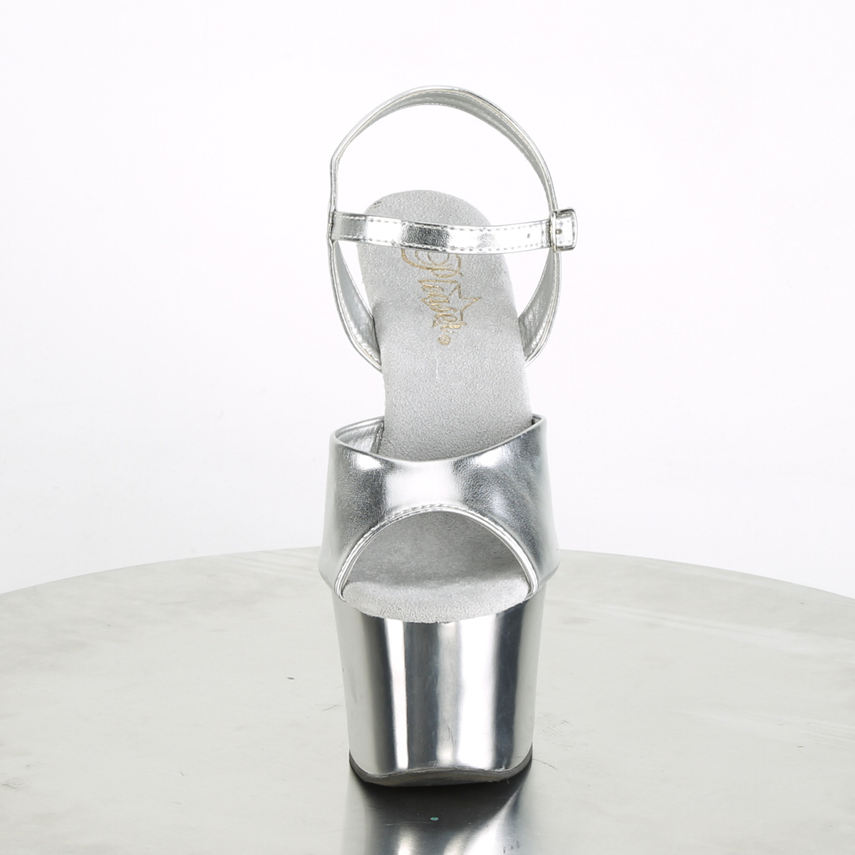 Pleaser Sky-309TTG SMPU/SCH - Srebrne sandały na wysokiej platformie