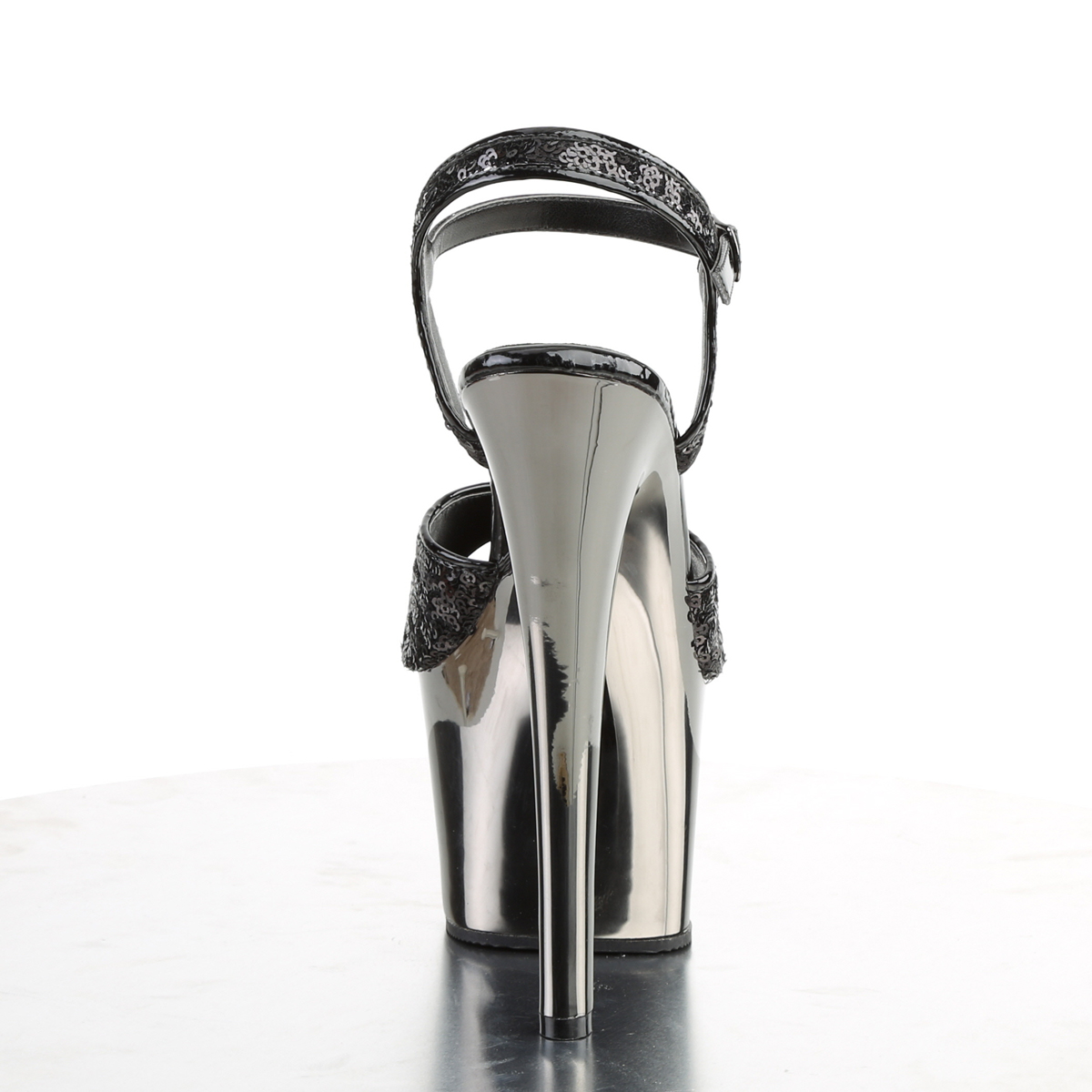 Pleaser Sky-310SQ B/PWCH - Czarne sandały na wysokiej platformie