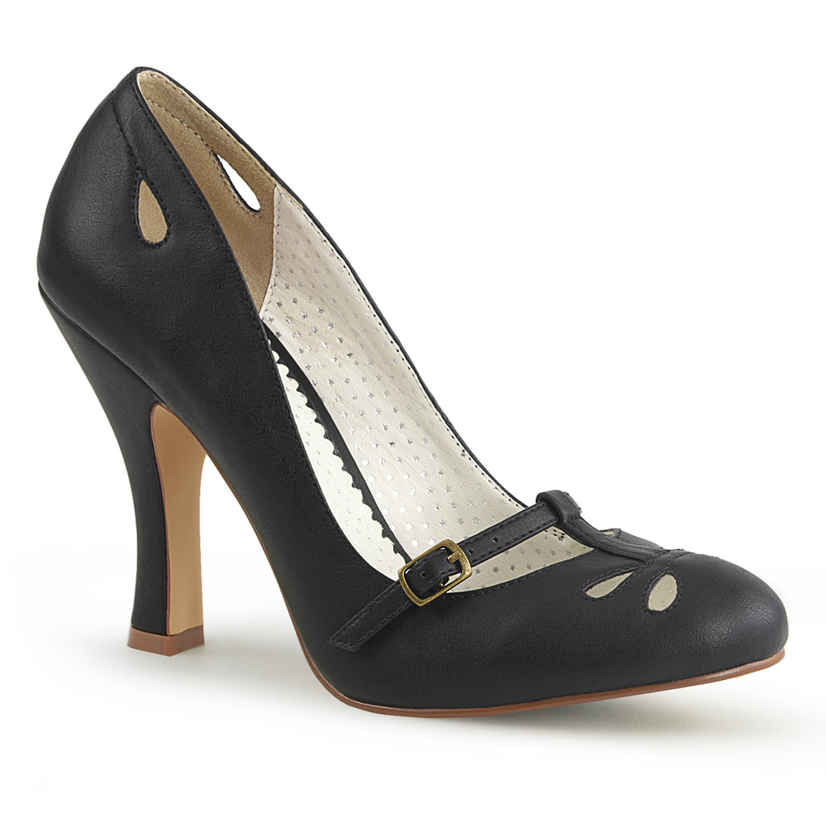 Pin Up Couture Smitten-20 BPU - Czarne czółenka z paskami na wysokim obcasie