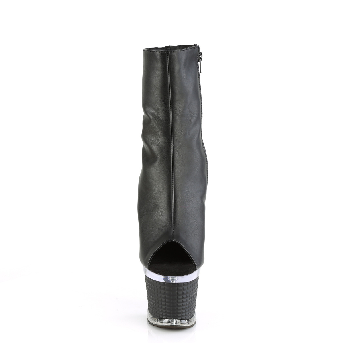 Pleaser Spectator-1012 BPU/C-B - Czarne botki z odkrytymi palcami na wysokiej platformie