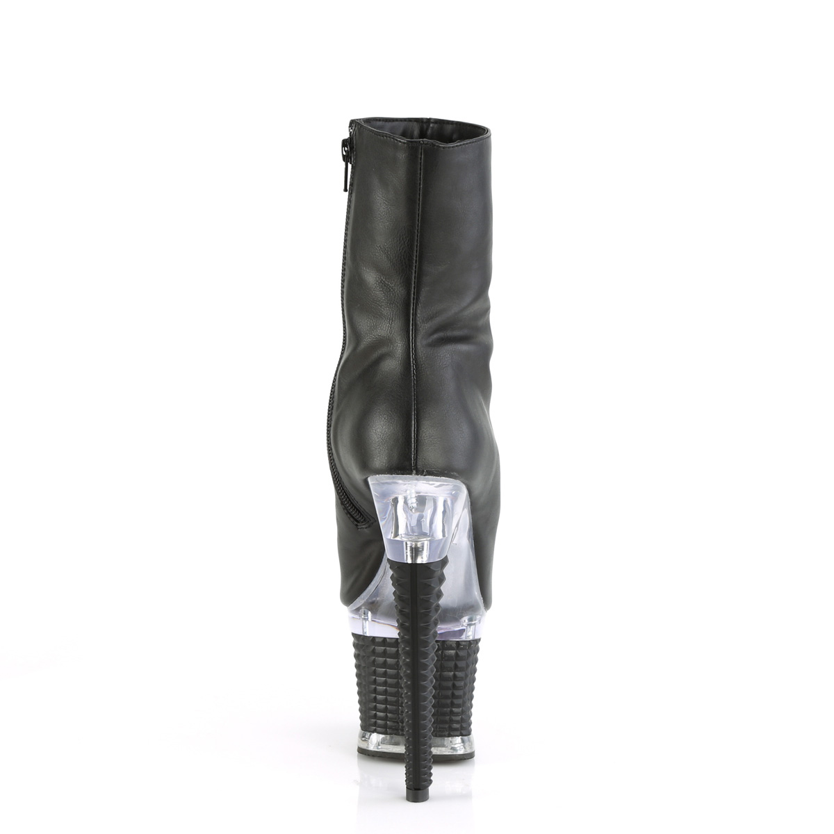 Pleaser Spectator-1012 BPU/C-B - Czarne botki z odkrytymi palcami na wysokiej platformie