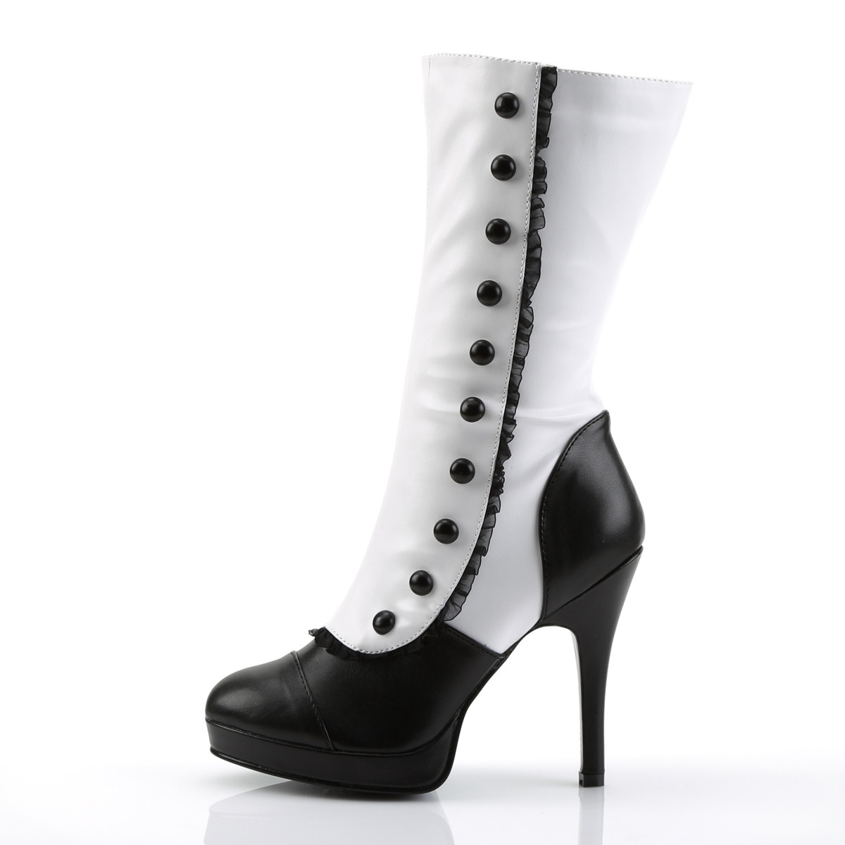 Funtasma Splendor-130 WB/PU - Białe buty za kostkę na wysokim obcasie