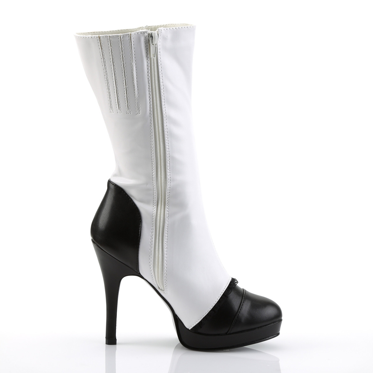 Funtasma Splendor-130 WB/PU - Białe buty za kostkę na wysokim obcasie