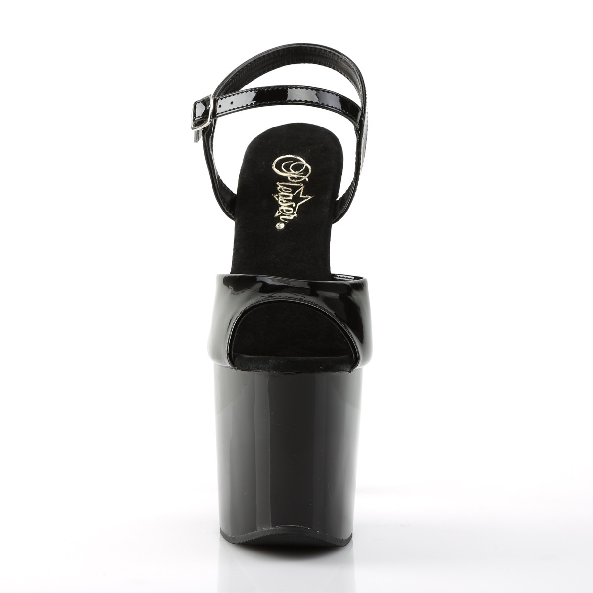 Pleaser Taboo-709 B/M - Błyszczące czarne sandały na wysokiej platformie