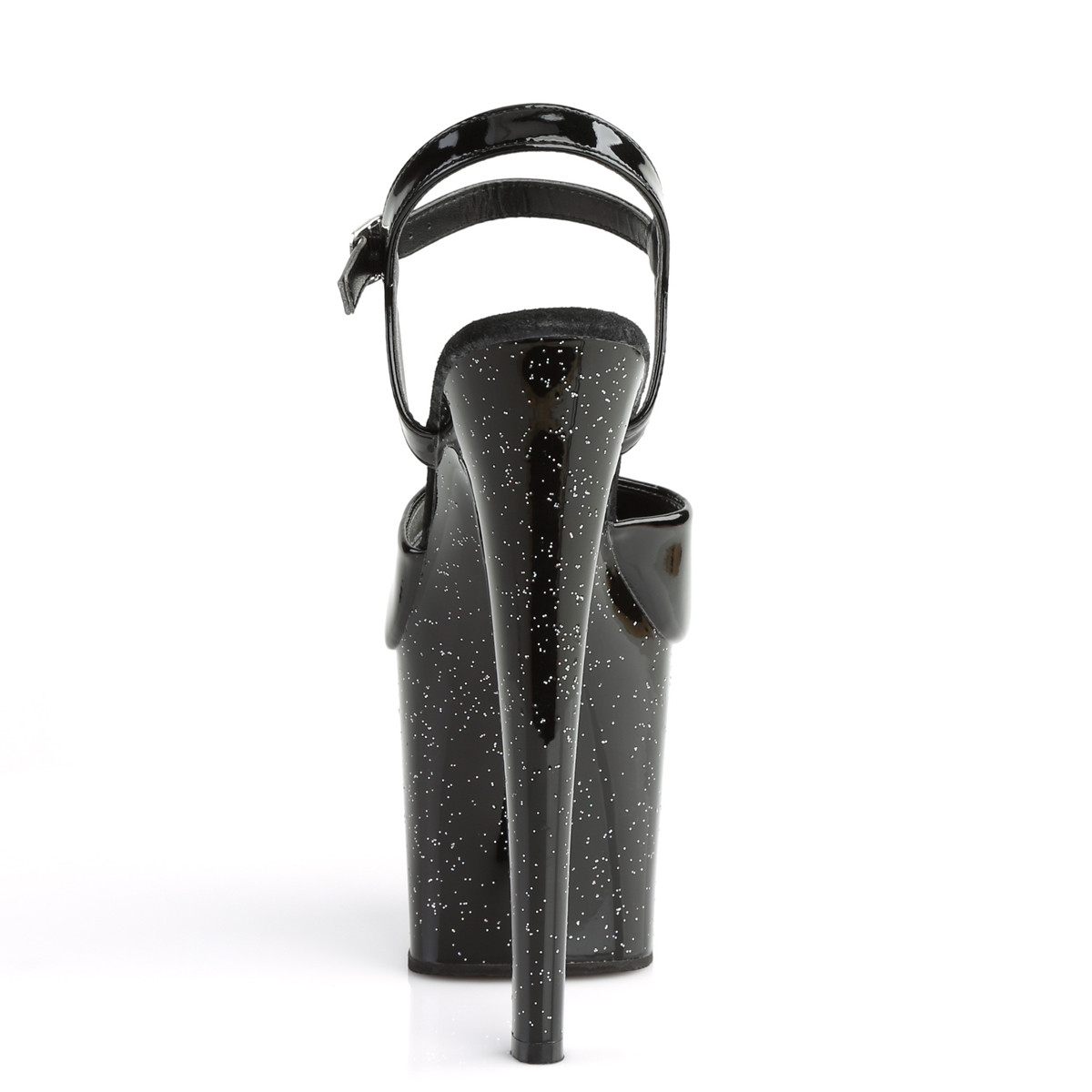Pleaser Taboo-709MG B/M - Błyszczące czarne sandały na wysokiej platformie