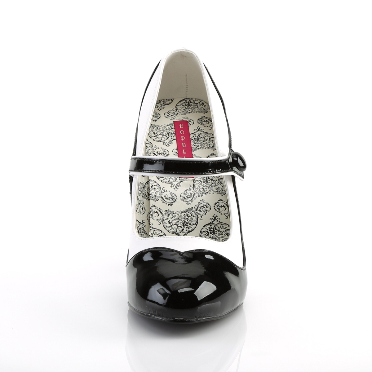 Bordello Tempt-07 BW/PU - Czarne czółenka z paskami na wysokim obcasie