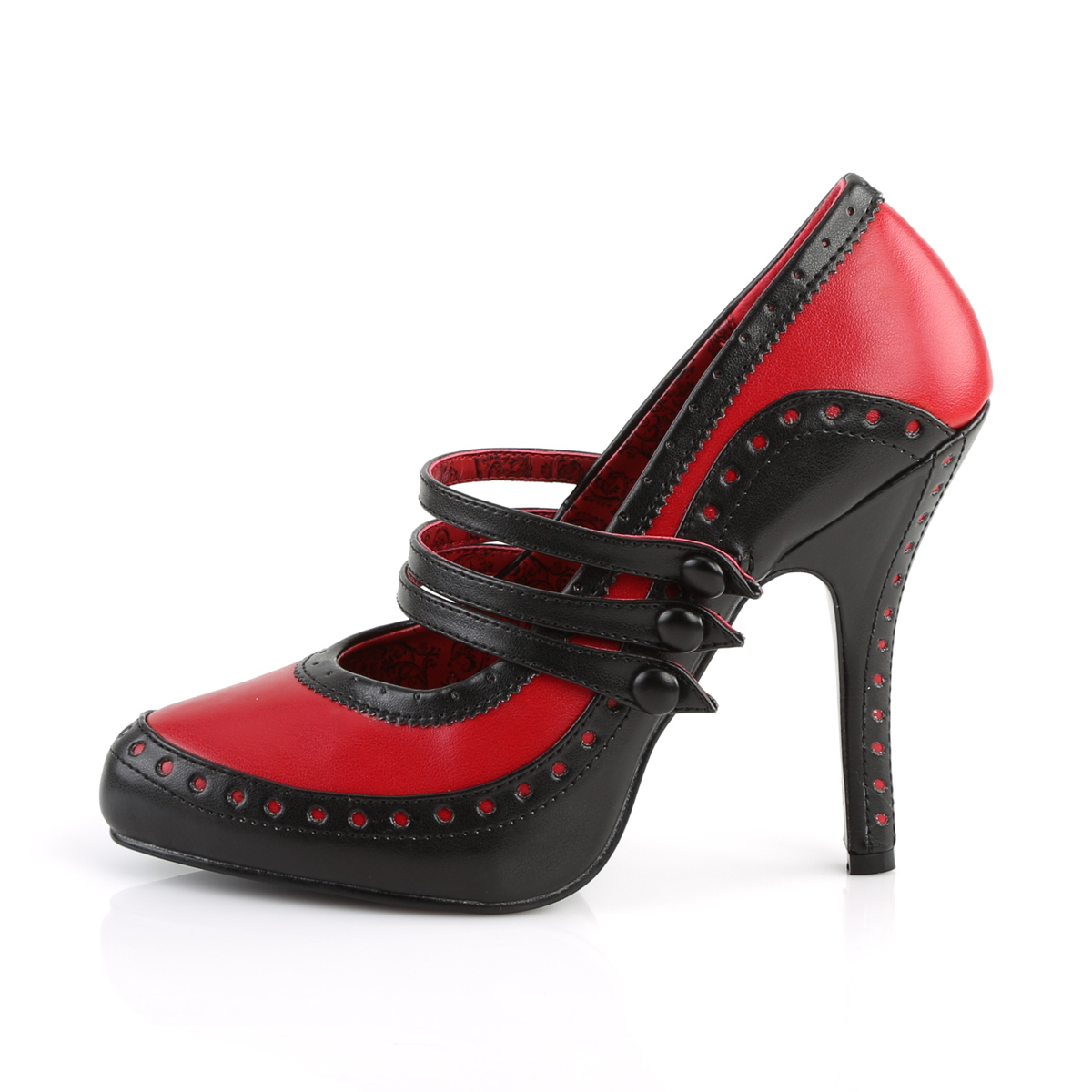 Bordello Tempt-10 BR/PU - Czarne czółenka z paskami na wysokim obcasie